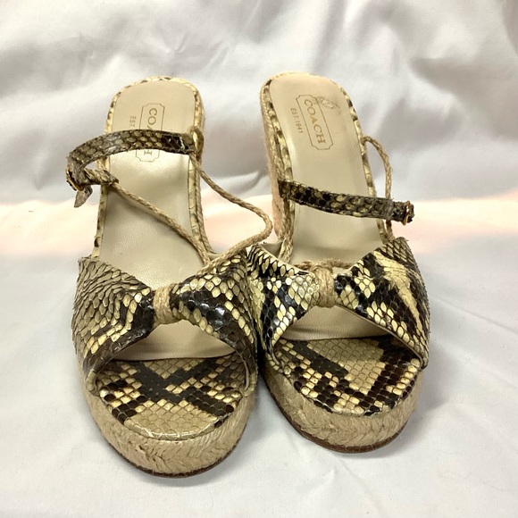 Coach Mirabelle Snakeskin Espadrille Wedge Sandals - Picture 5 of 9